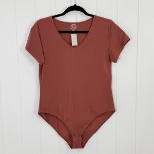 NWT Maurices 24/7 Short Sleeve Bodysuit Womens XL Rust Spring y2k Body Suit NEW